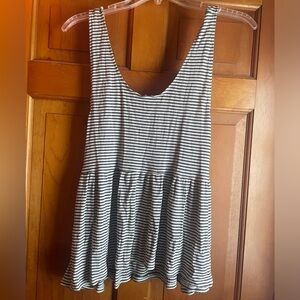 American Eagle Black and White Peplum Tank Top